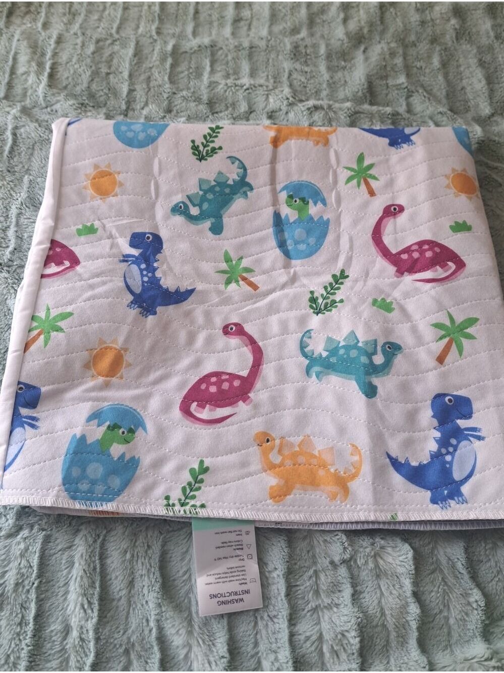 IMPROVIA washable Toddler Bed Pad Mat Tuckable Wings Dinosaur Theme Okeo Tex